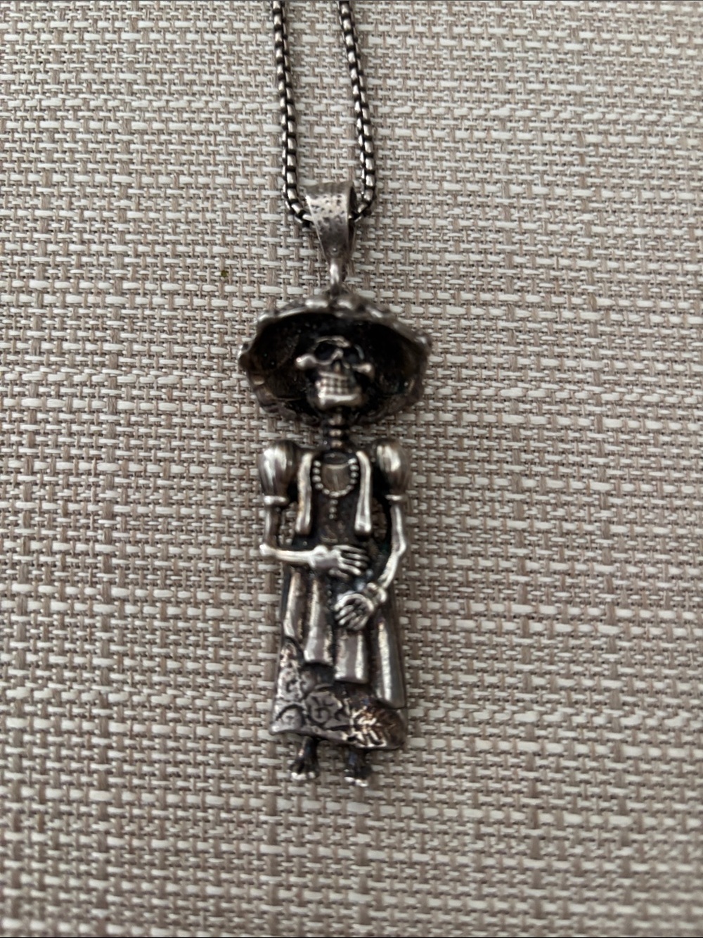 Sterling silver Day of the dead skeleton necklace